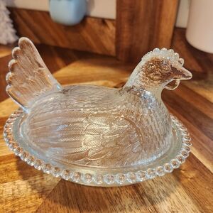 Indiana Glass Clear Hen On Nest Decorative Accent